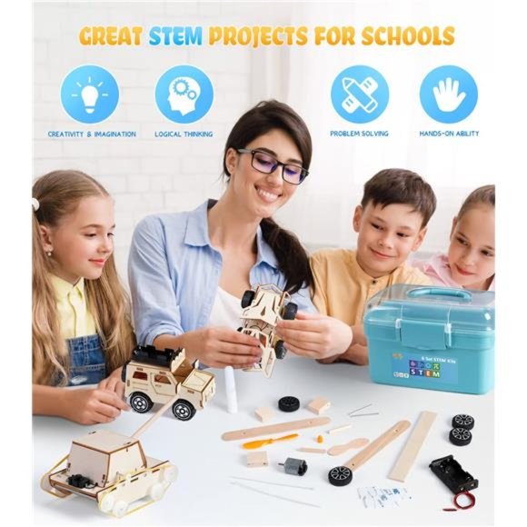 6 in 1 STEM Projects for Kids Ages 8-12, 3D Wooden Puzzles Model Car - Picture 3 of 6